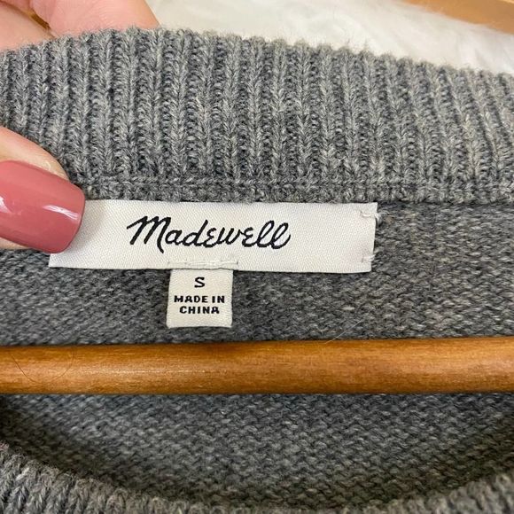 Madewell | Tie Cuff Pullover Sweater Gray Small - Picture 3 of 6